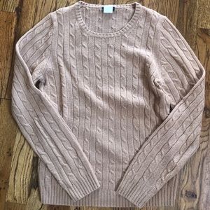 Camel colored cable knit sweater